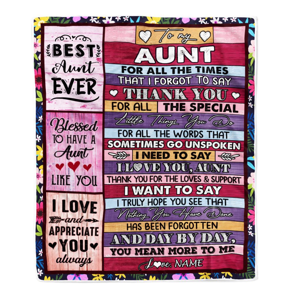 Personalized Aunt Blanket From Niece Nephew Thank You For The...