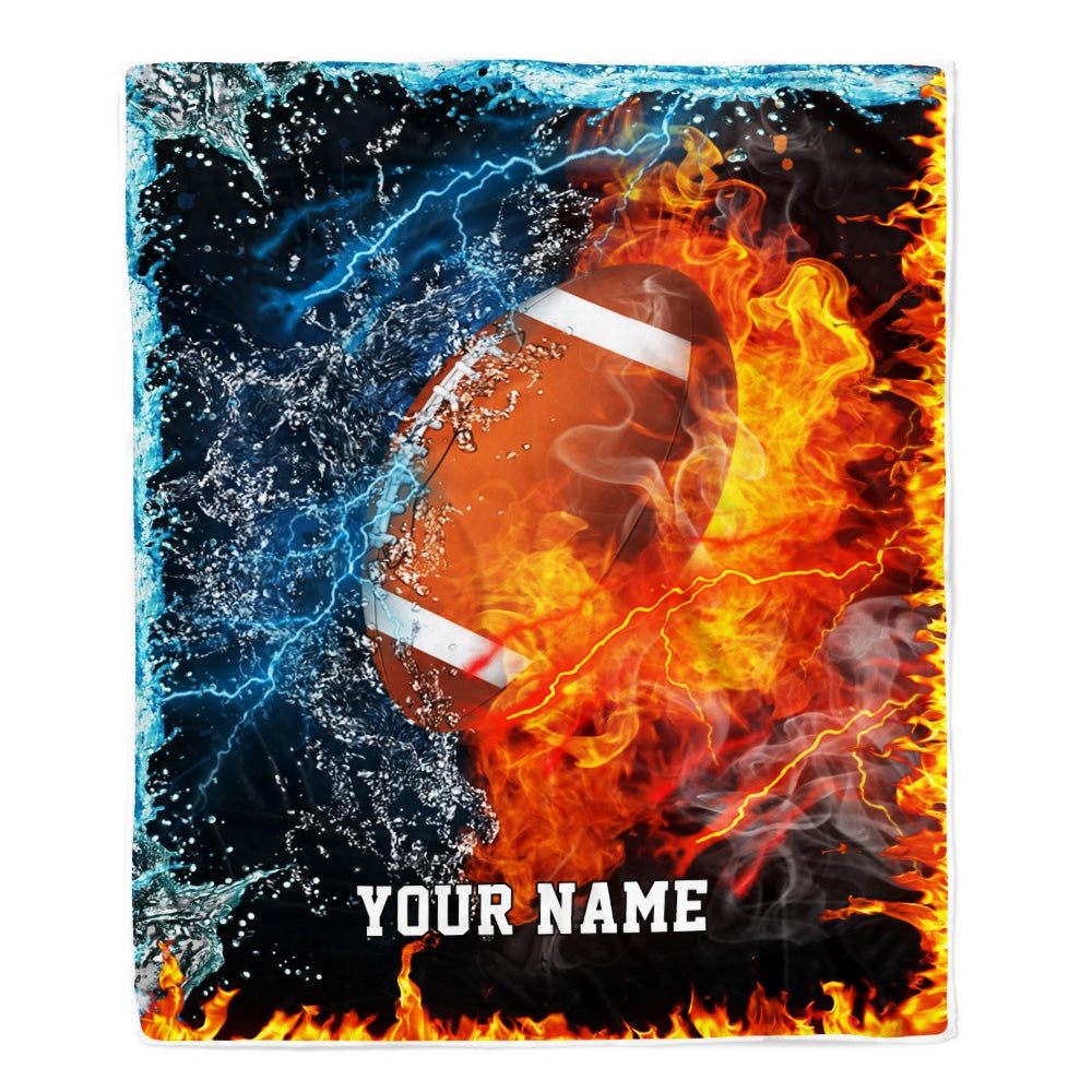 Personalized Football Blanket Fire Water A Nice Night American Flag...