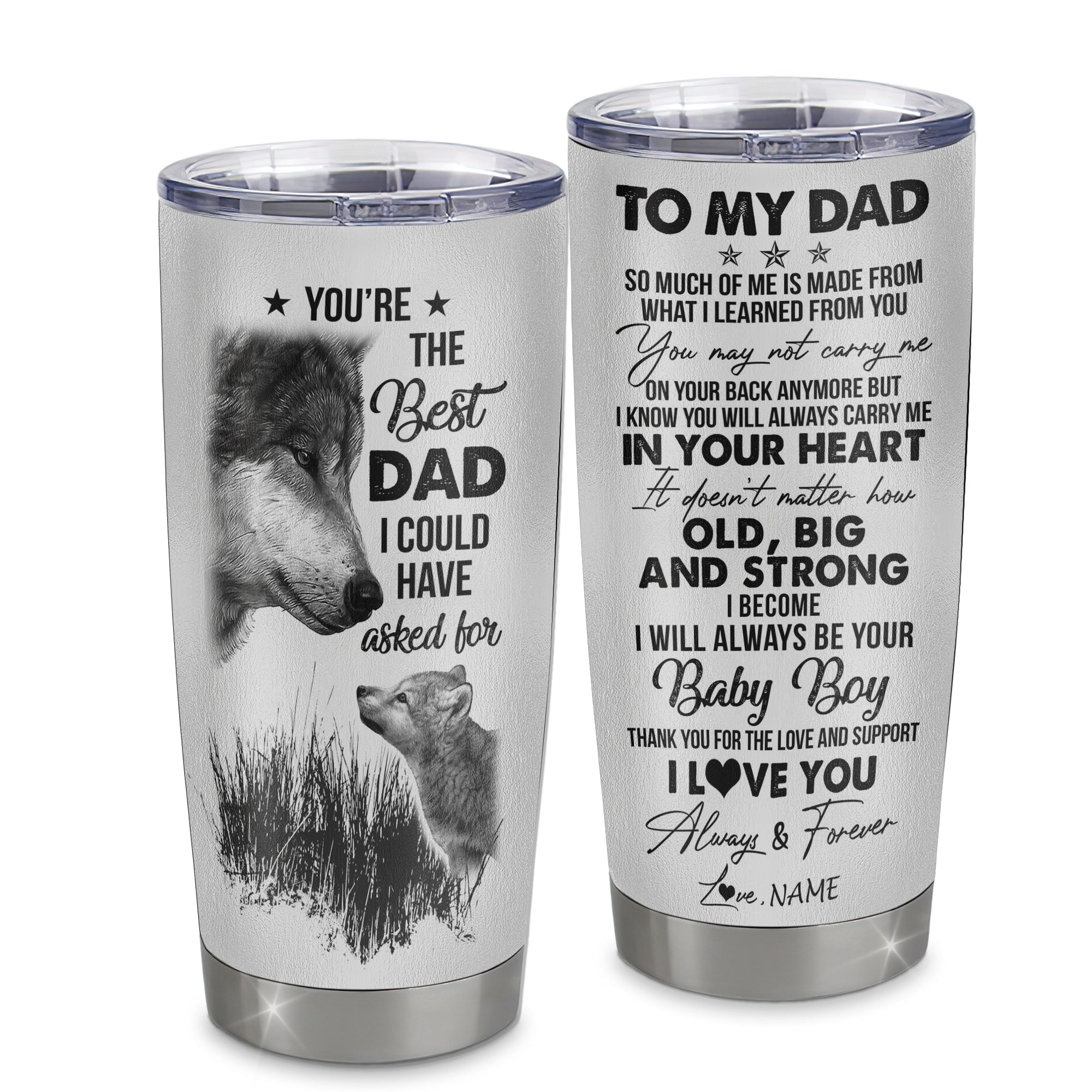 Personalized To My Dad From Son Stainless Steel Tumbler Cup...