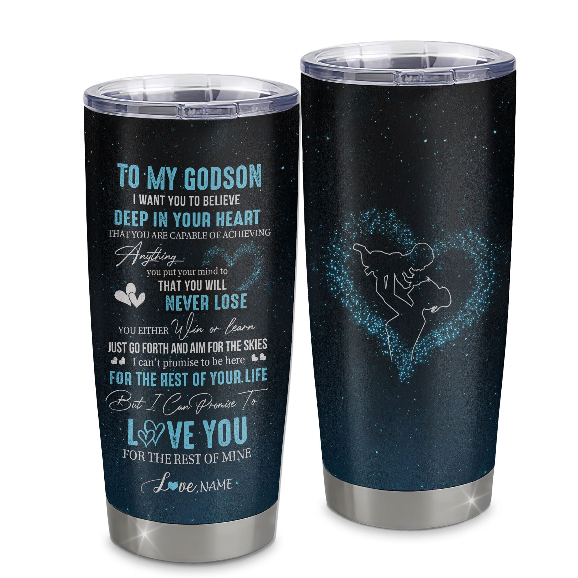 Personalized To My Godson Tumbler From Godmother Aunt Stainless Steel Cup Promise To Love You Godchild Birthday Graduation Christmas Travel Mug