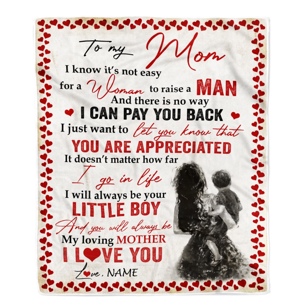 Personalized To My Mom Blanket from Son You Are Appeciated My Loving Mother Mom Mother’s Day Birthday Christmas Customized Fleece Blanket