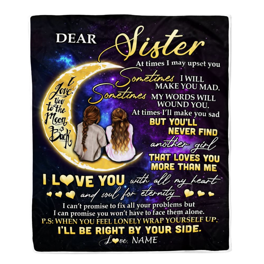 Personalized To My Sister Blanket From Sister I Love You With All My Heart Soul Sister Birthday Christmas Graduation Customized Bed Fleece Throw Blanket