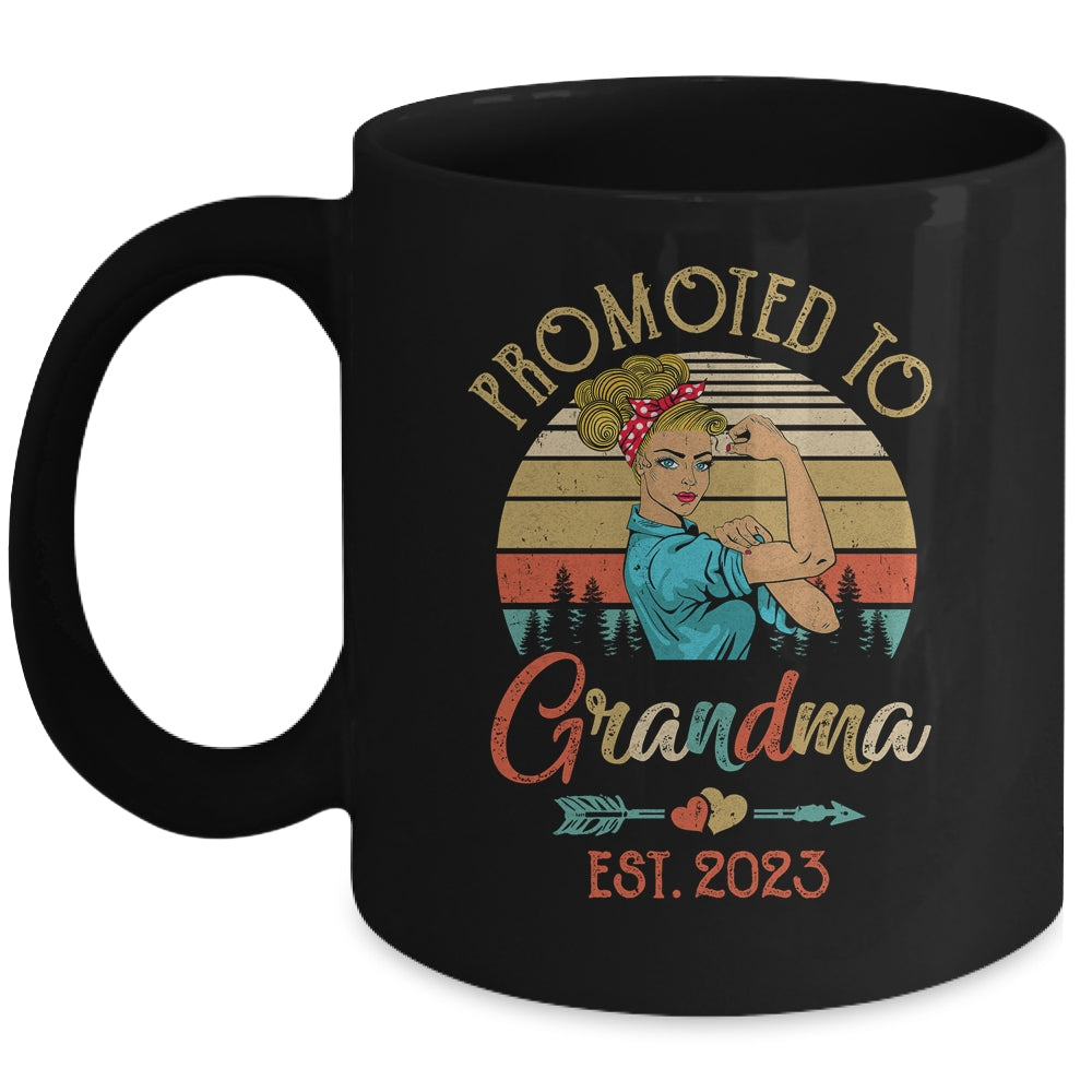 Promoted To Grandma Est 2023 Retro First Time Grandma Mug