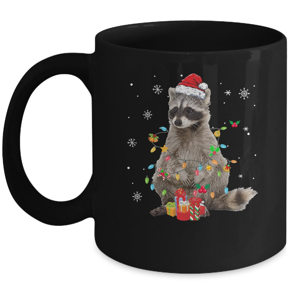 Raccoon Christmas Tree Lights Racoon Lover Xmas Mug